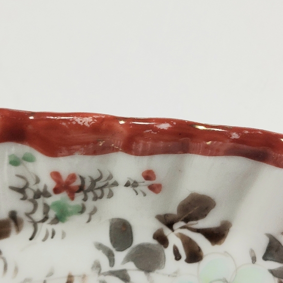 Vintage Japan Scalloped Hand Painted Square Floral Bowl Candy Trinket Dish 5" - Picture 11 of 13